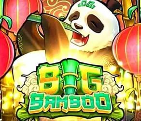 Big Bamboo: Un panda come bambú entre linternas rojas con el texto Big Bamboo debajo, rodeado de elementos decorativos.