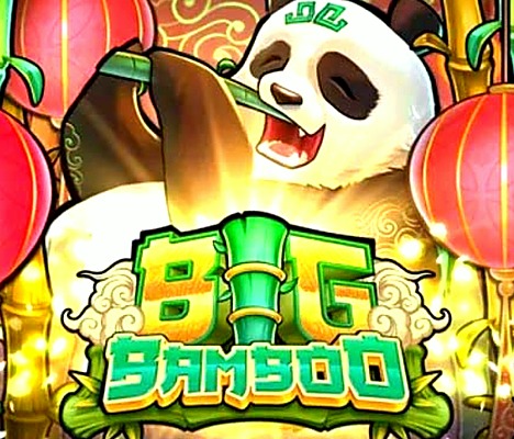 Big Bamboo: Un panda come bambú entre linternas rojas con el texto Big Bamboo debajo, rodeado de elementos decorativos.